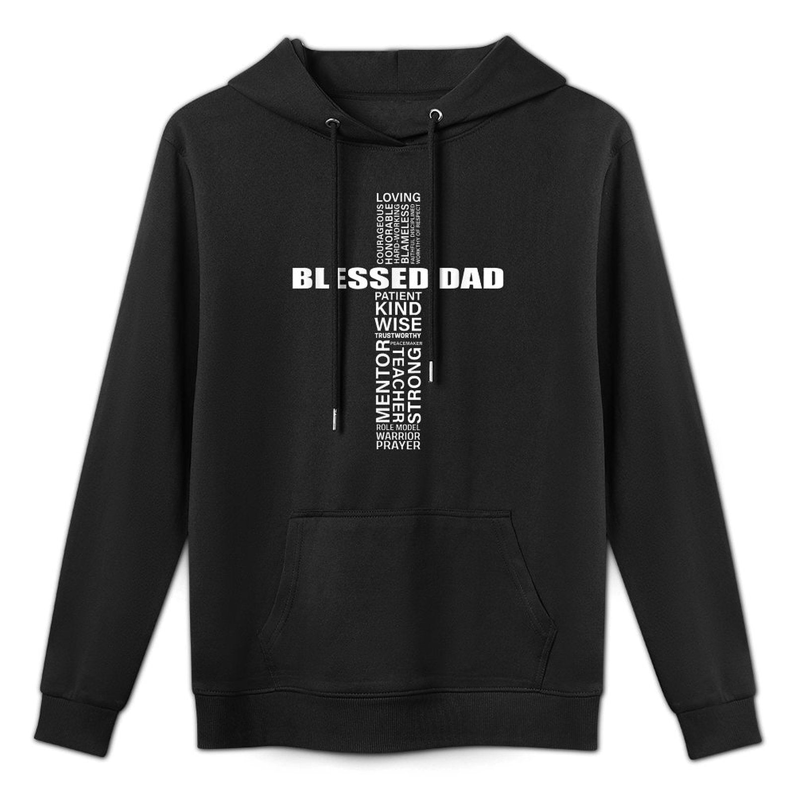 Mens Christian Blessed Dad Cross Fathers Day Best Dad Relaxed Fit Hoodie