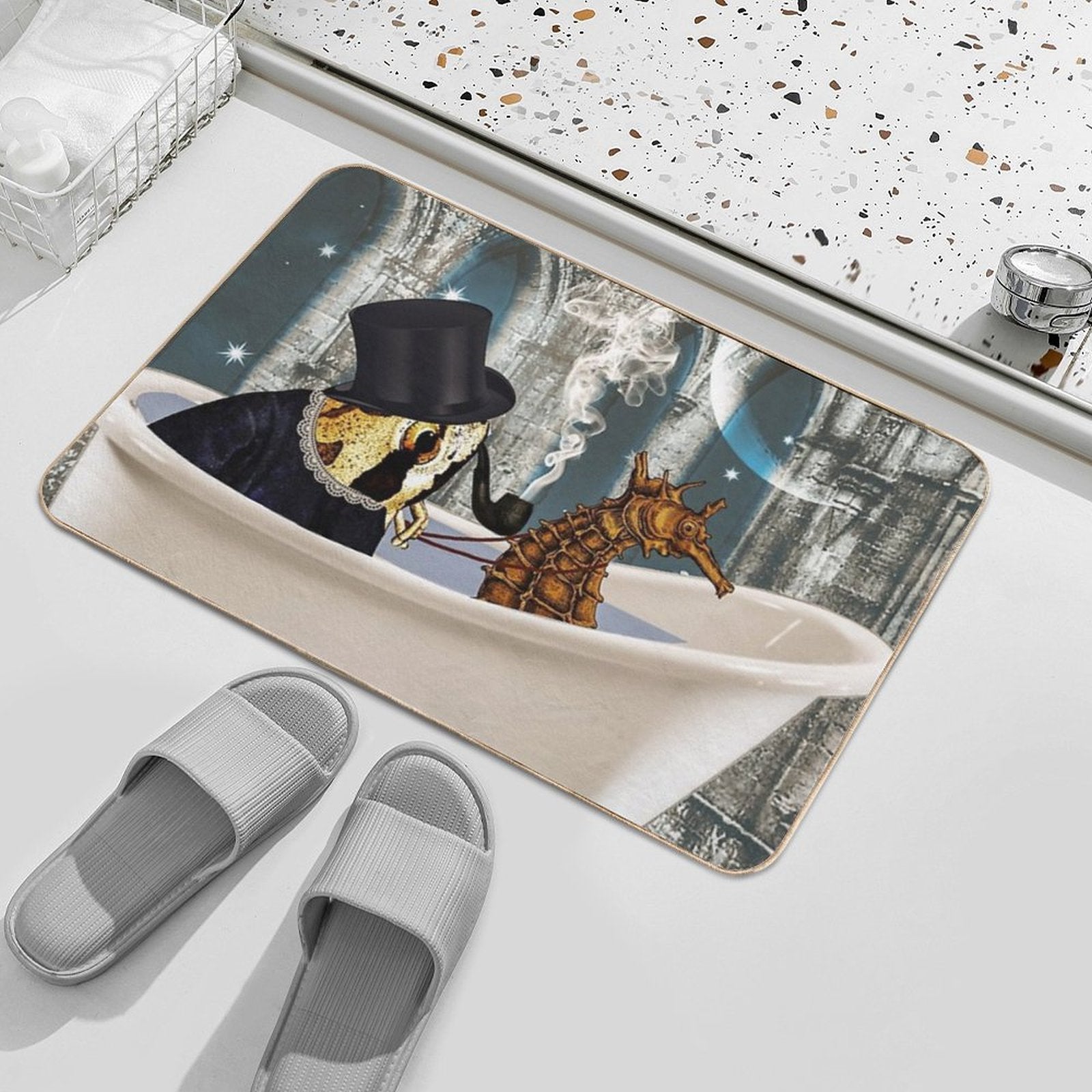 Harnessed for Riding  Repositionable Bath Mat