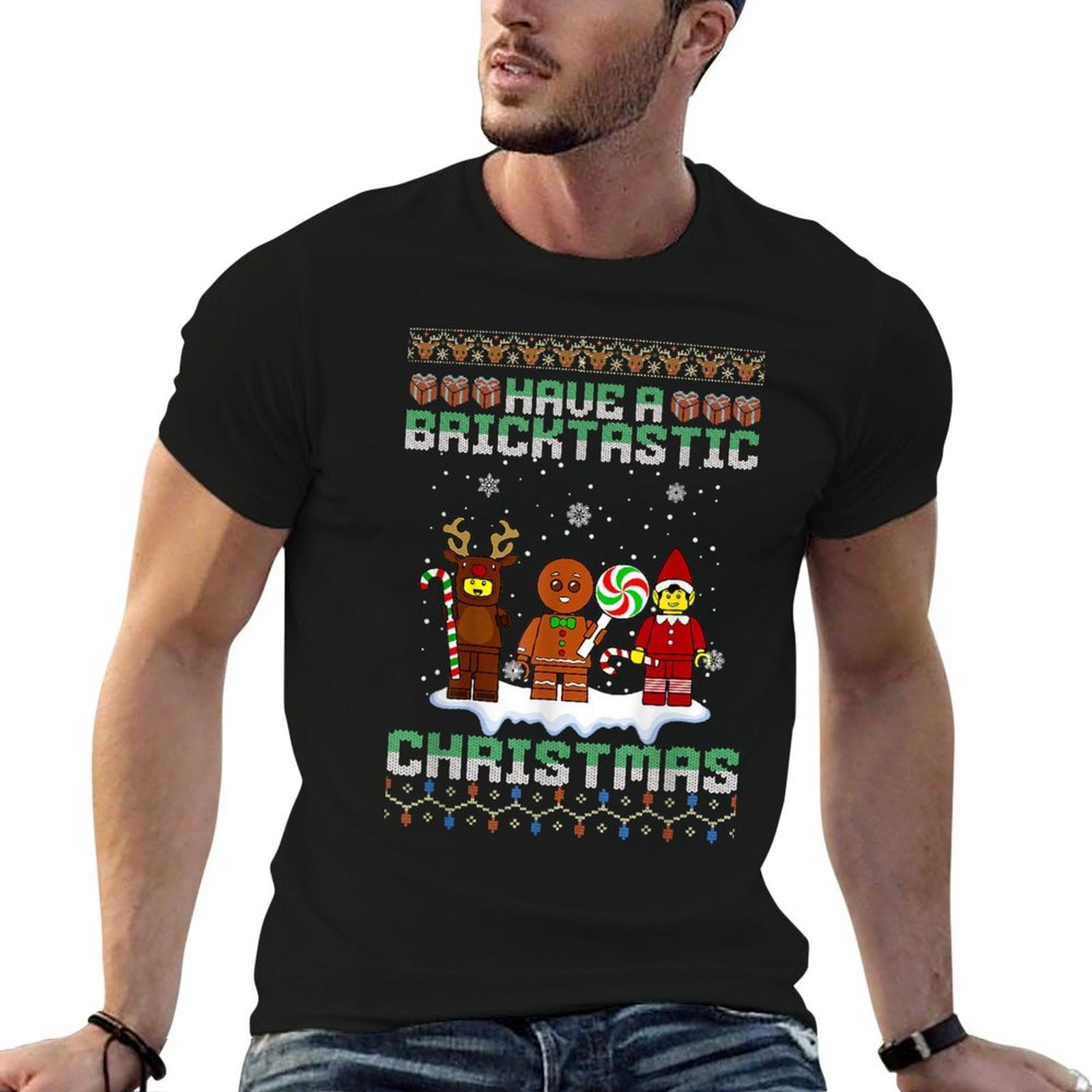 Have A Bricktastic Christmas Building Bricks Ugly Sweater  Stretchy T-Shirt
