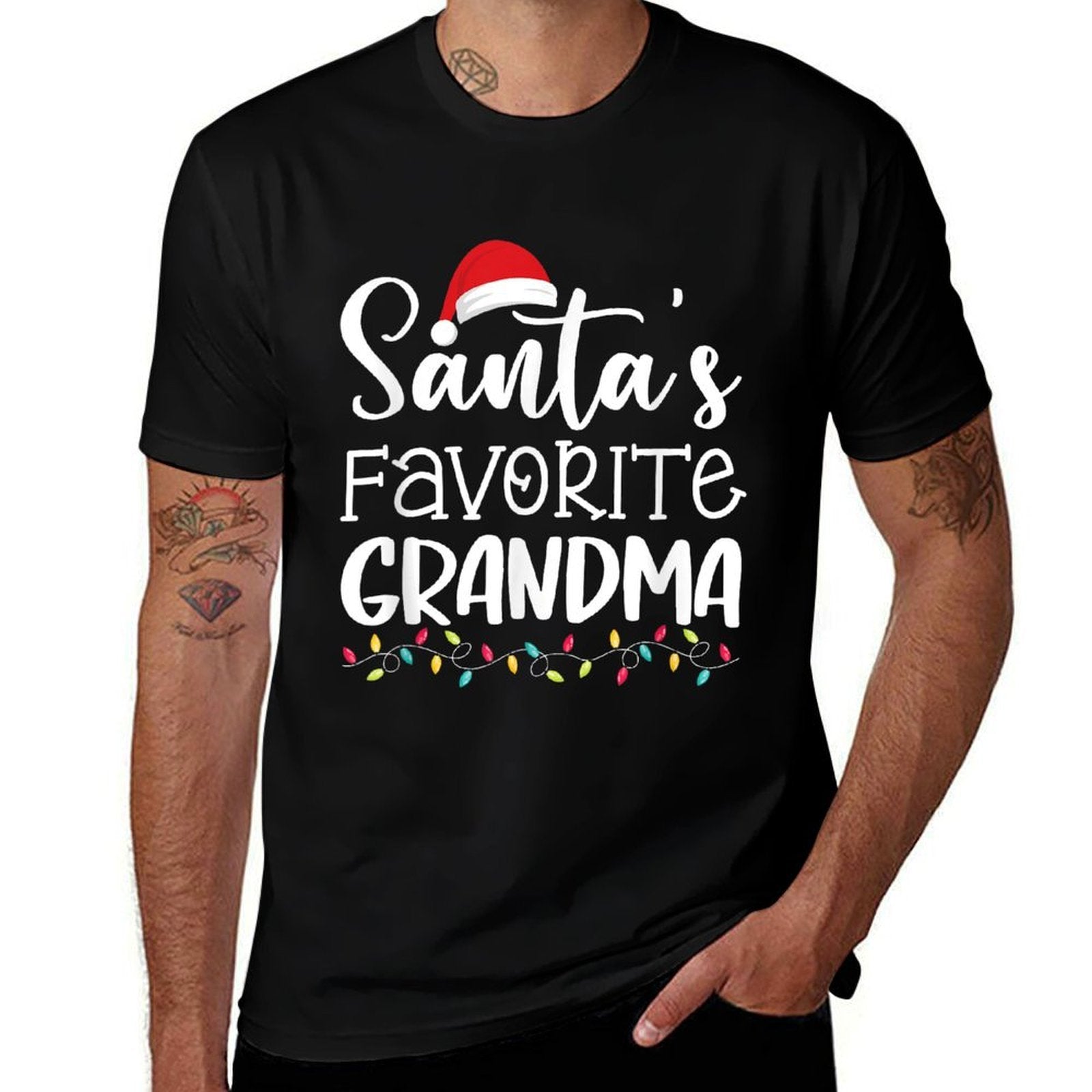 Santas Favorite Grandma Ugly Sweater Christmas Funny  Moisture-wicking T-Shirt