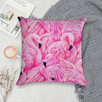 Beauty Pink Flamingo Art Soft Short Plush Fabric Throw Pillow