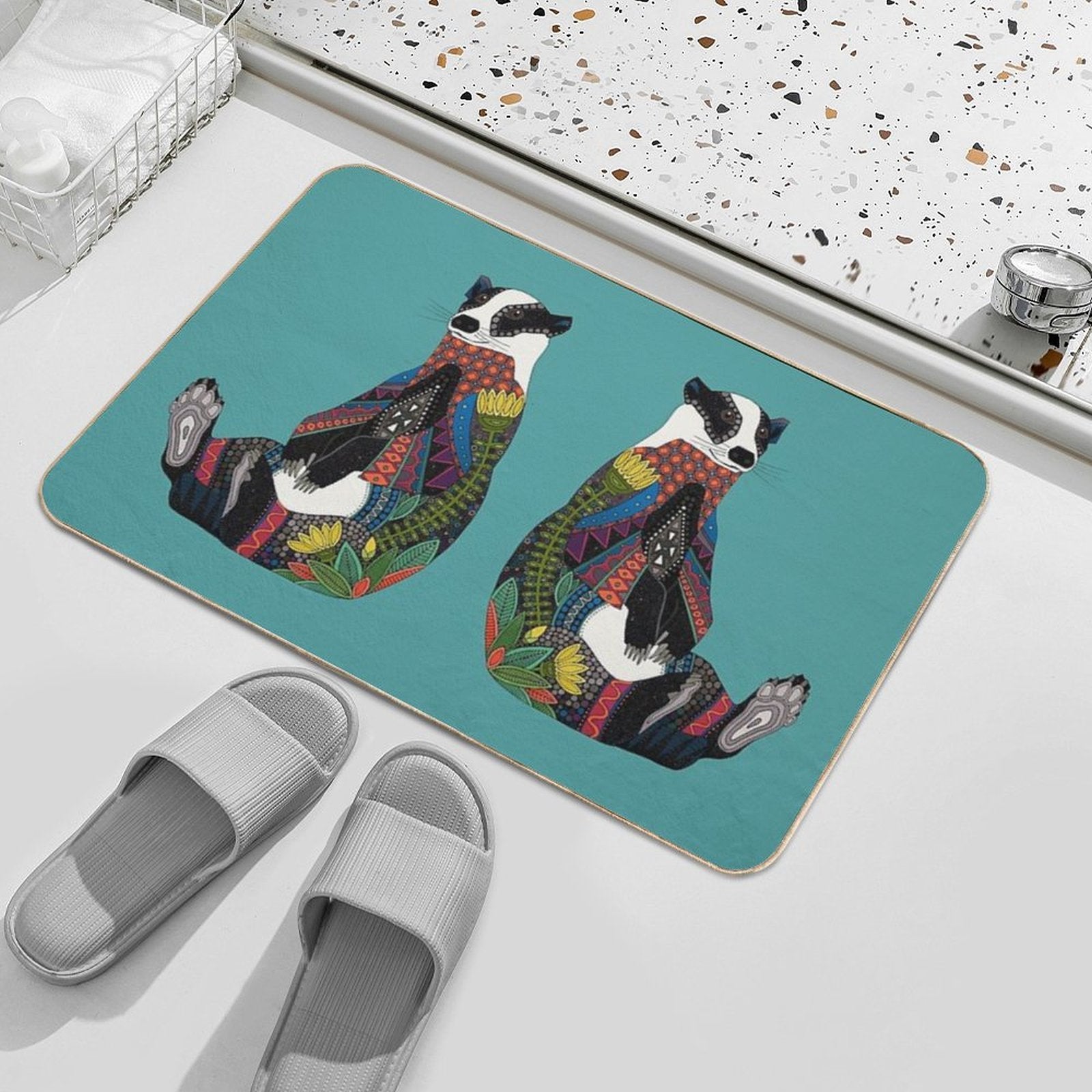 Badger Turquoise  Dirt-Trapping Bath Mat