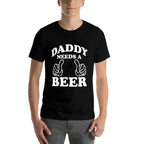 Mens Daddy Needs A Beer Funny Drinking Beer Lover  Oversized Silhouette T-Shirt