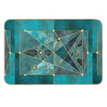 Stained Glass Watercolor Marble Mineral Design Turquoise Teal Gold  Eco-Friendly Bath Mat