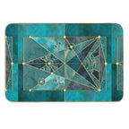 Stained Glass Watercolor Marble Mineral Design Turquoise Teal Gold  Eco-Friendly Bath Mat