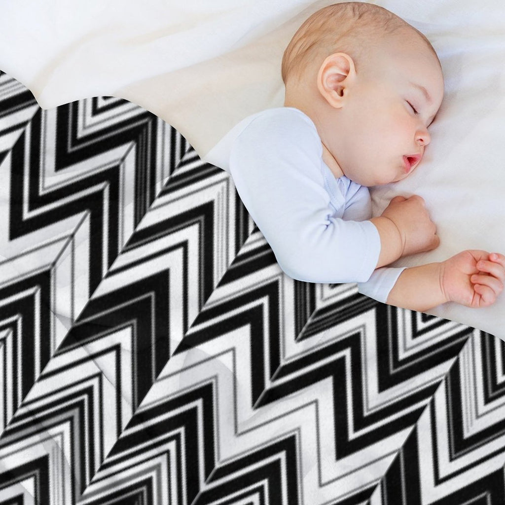 Black And White Modern Herringbone Pattern Travel-friendly Throw Blanket