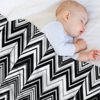 Black And White Modern Herringbone Pattern Travel-friendly Throw Blanket