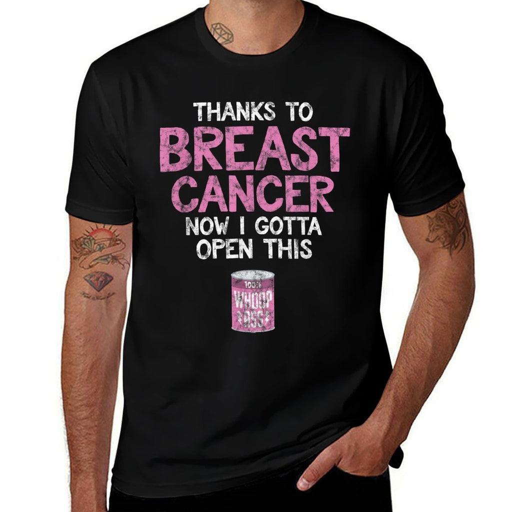 Breast Cancer Fighter  Open A Can of Whoop Ass Funny Quote  Vintage-inspired T-Shirt