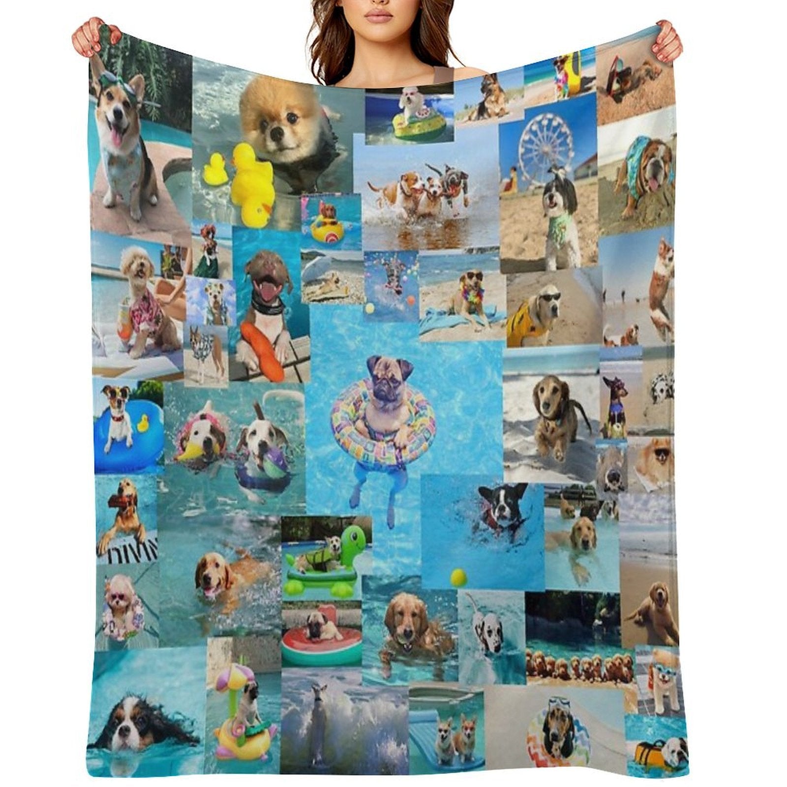 Summer Fun Dog Collage Gift-ready Throw Blanket