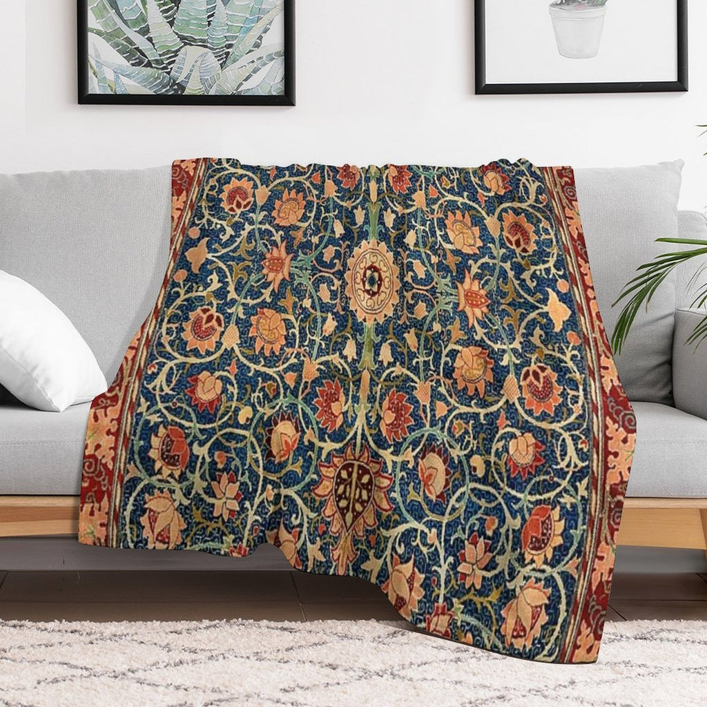 William Morris Floral Carpet Print Gift-ready Throw Blanket