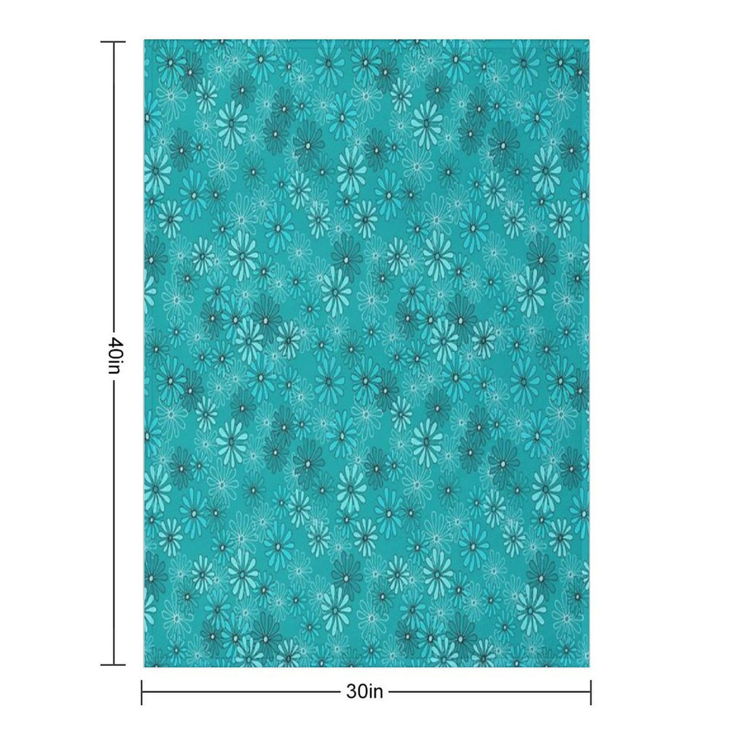 Daisies in Shades of Turquoise Velvety-soft Throw Blanket