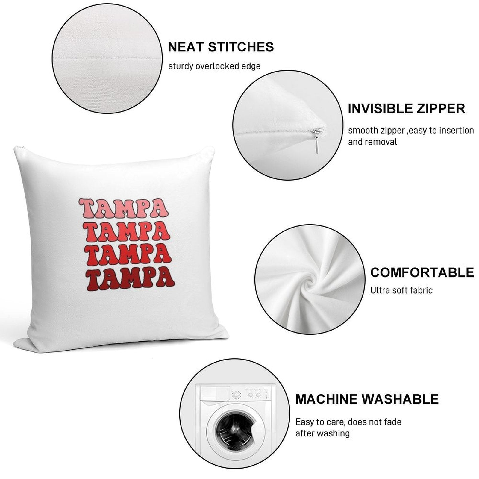 U Tampa Gradient Text Soft Shrink-Resistant Throw Pillow