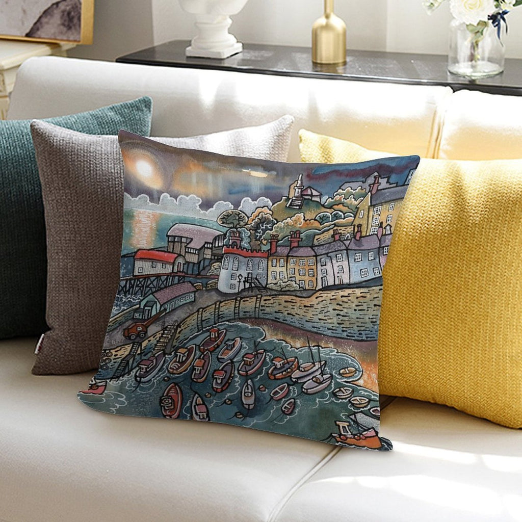 Beautiful Harbour, Tenby, Wales Soft Reinforced Edging Throw Pillow