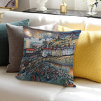 Beautiful Harbour, Tenby, Wales Soft Reinforced Edging Throw Pillow