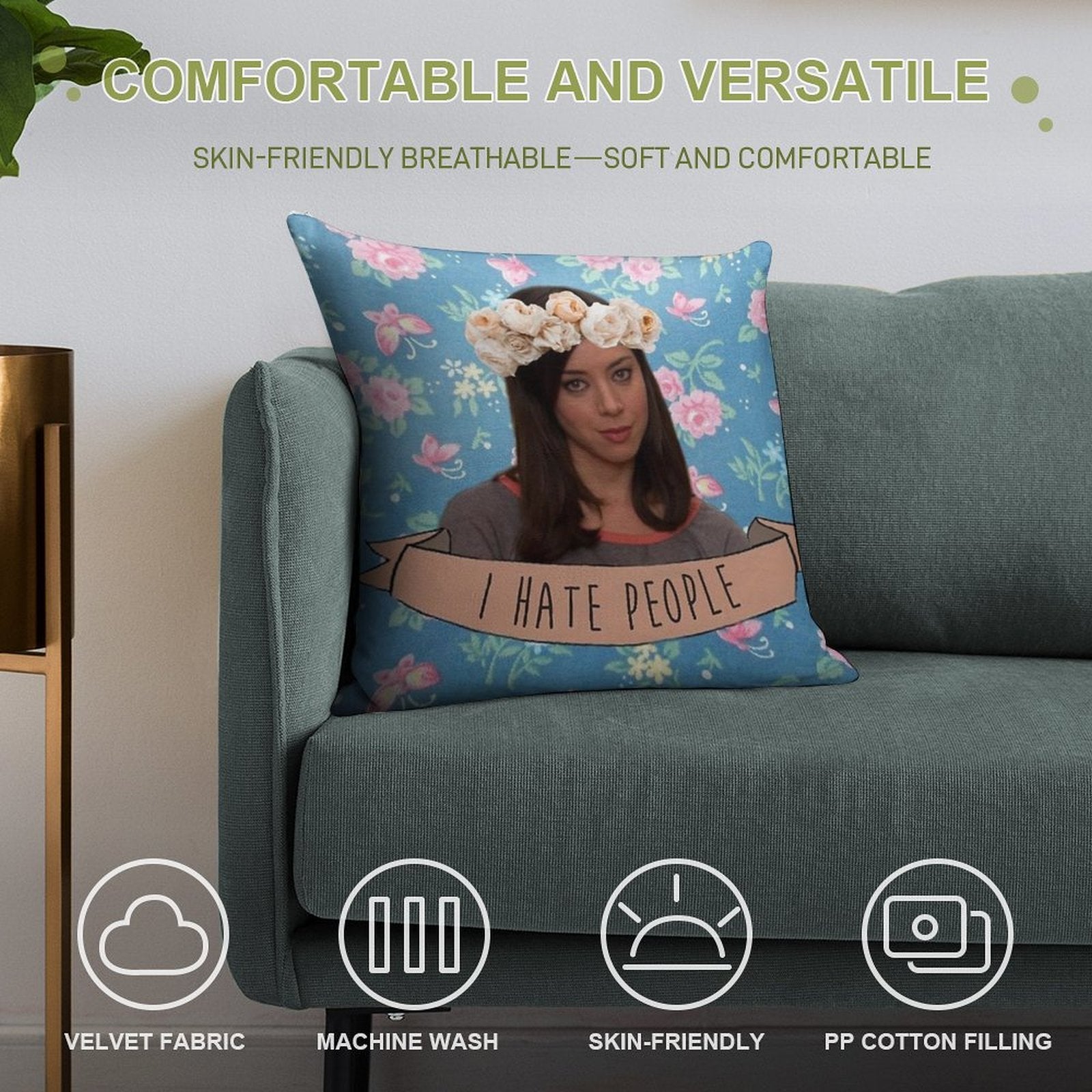 I Hate People - April Ludgate Soft Style Accent Throw Pillow