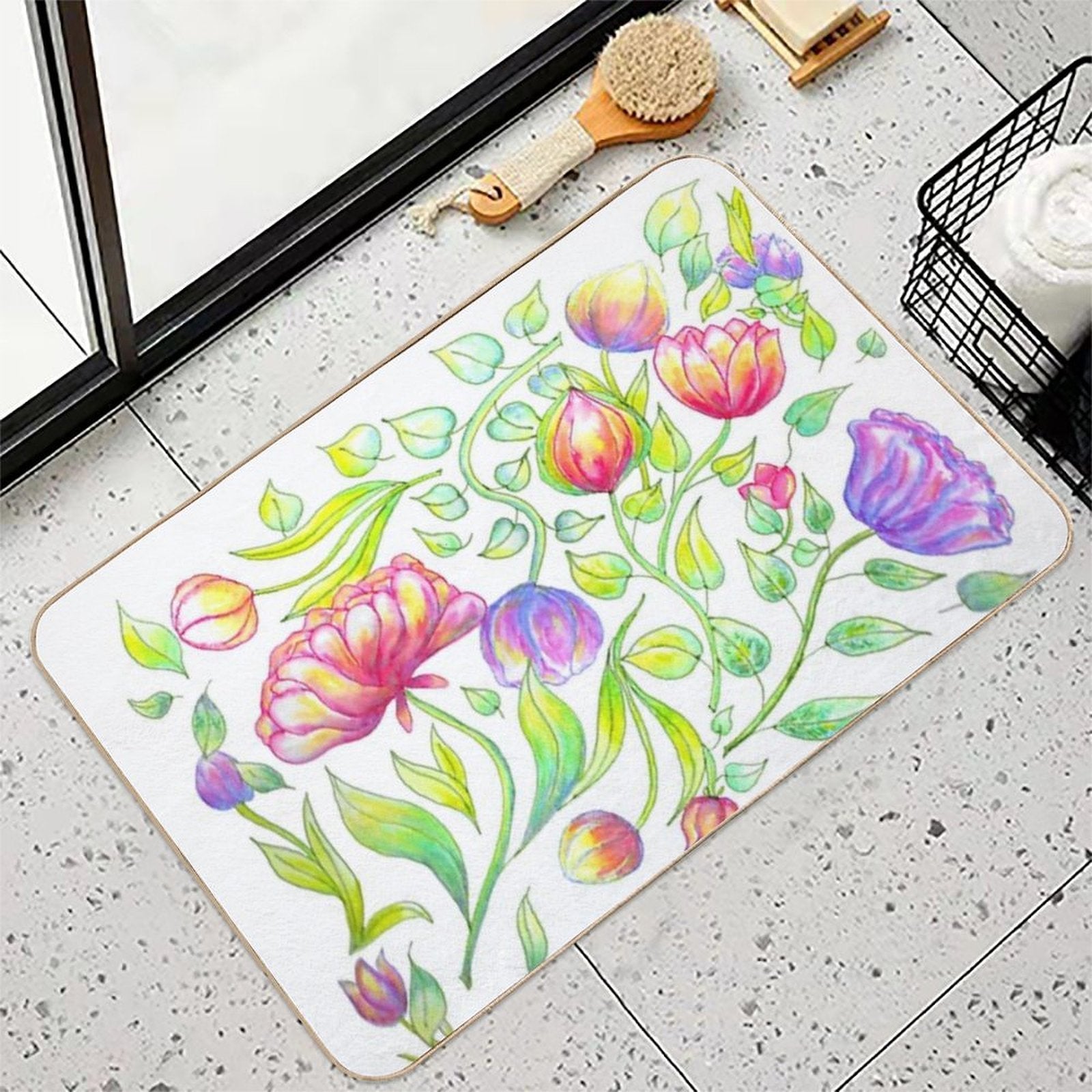 Flower Pattern  Non-Slip Bath Mat