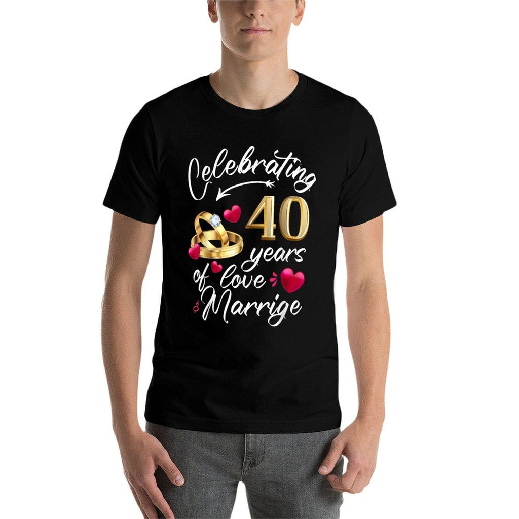 Celebrating 40 Years of Marriage 40th Wedding Anniversary  Summer-ready Fabric T-Shirt