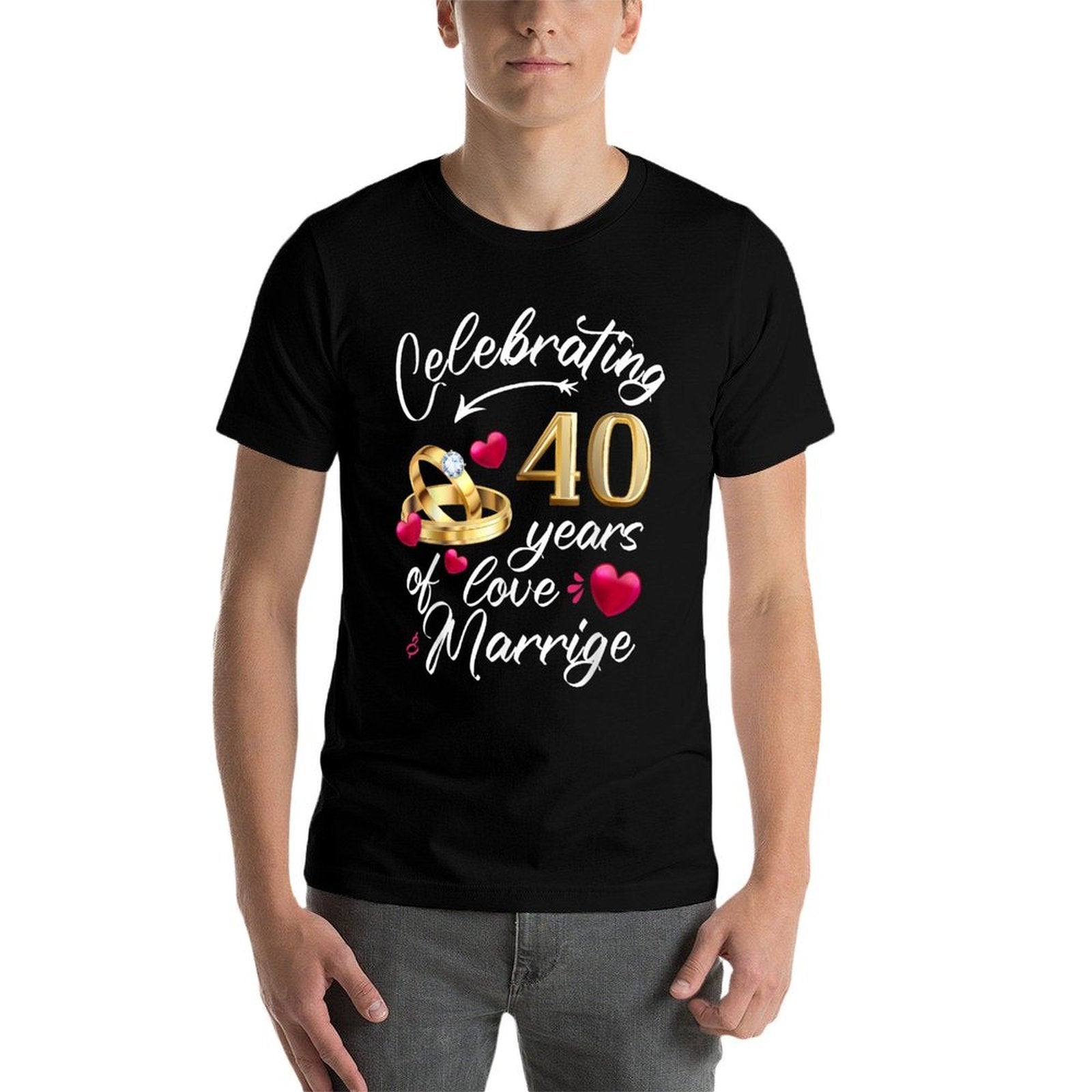 Celebrating 40 Years of Marriage 40th Wedding Anniversary  Summer-ready Fabric T-Shirt