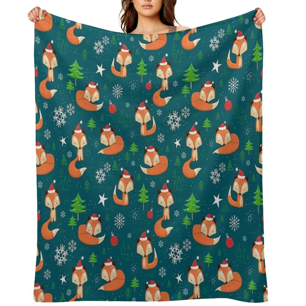 Winter Fox Christmas Holiday Shrink-resistant Throw Blanket