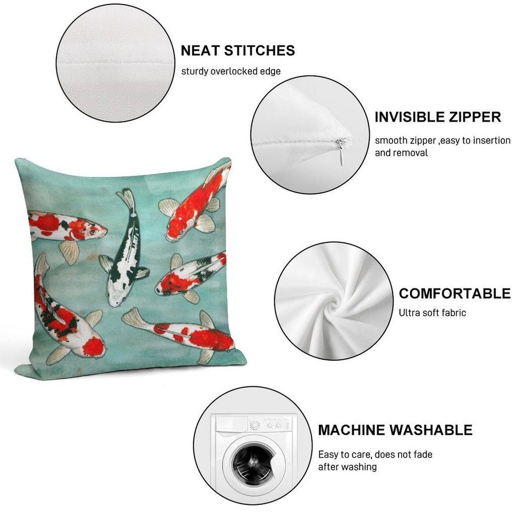 Le Ballet Des Carpes Koi Soft Home Decor Throw Pillow