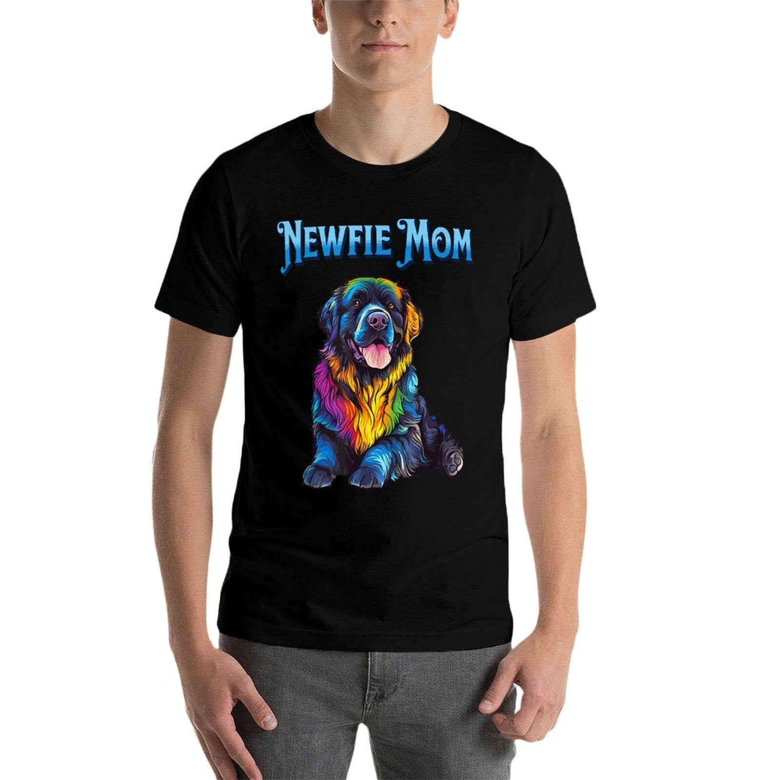 Newfoundland Newfie Dog Mom Vibrant Colorful Design for Men Women  Tagless Design T-Shirt