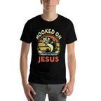 Mens Hooked on Jesus Christian Funny I You Love Bass Fishing  Breathable T-Shirt