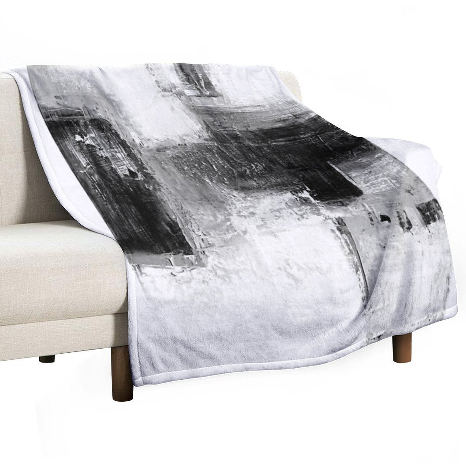 Black White Abstract Sustainable Throw Blanket