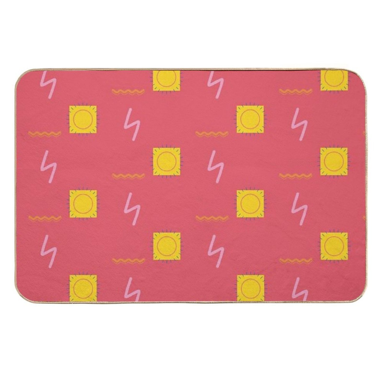 Abstract Line Drawing Pattern with Sun  Pet-Safe Bath Mat