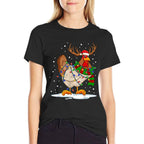 Funny Chicken Christmas Reindeer Christmas Lights Pajama  Relaxed-fit T-Shirt