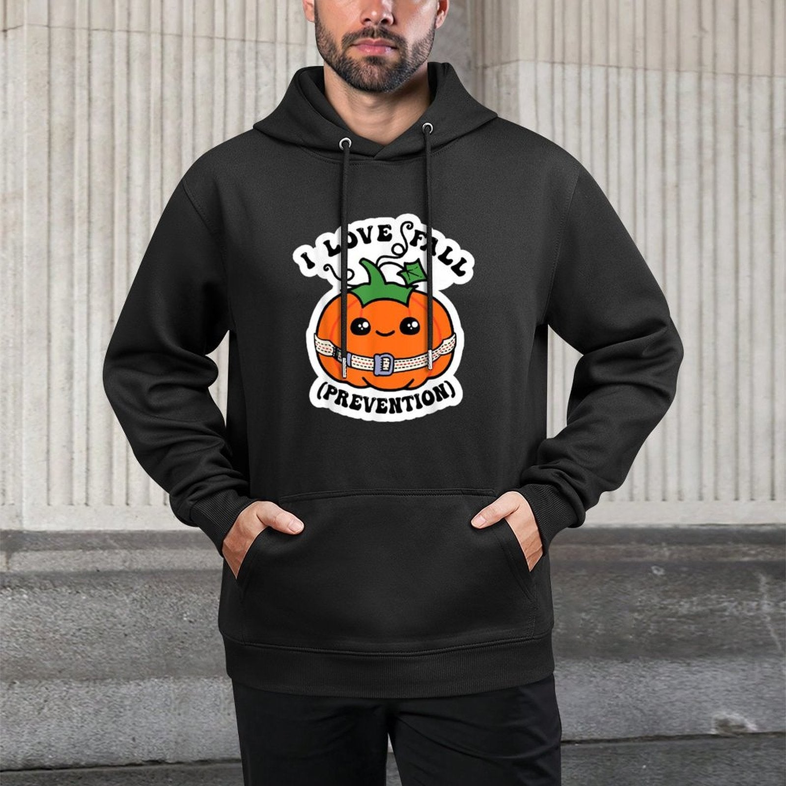 Cute I Love Fall Prevention Groovy Pumpkin Fall Thanksgiving Moisture-Wicking Hoodie