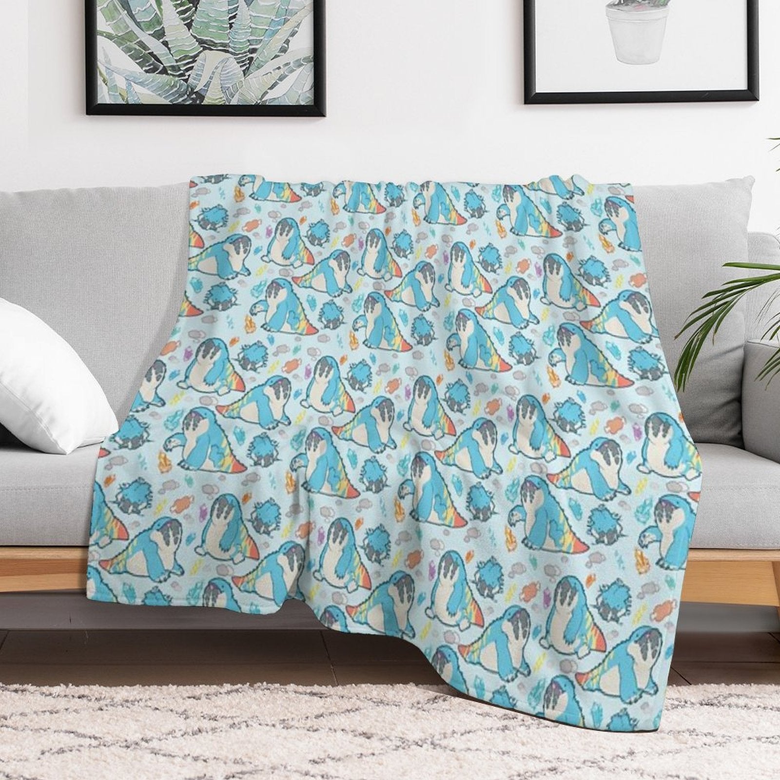 Dodogama Party Pattern (Pastel Blue) Eco-conscious Throw Blanket