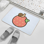 Cute Snail on Strawberry  Non-Slip Bath Mat