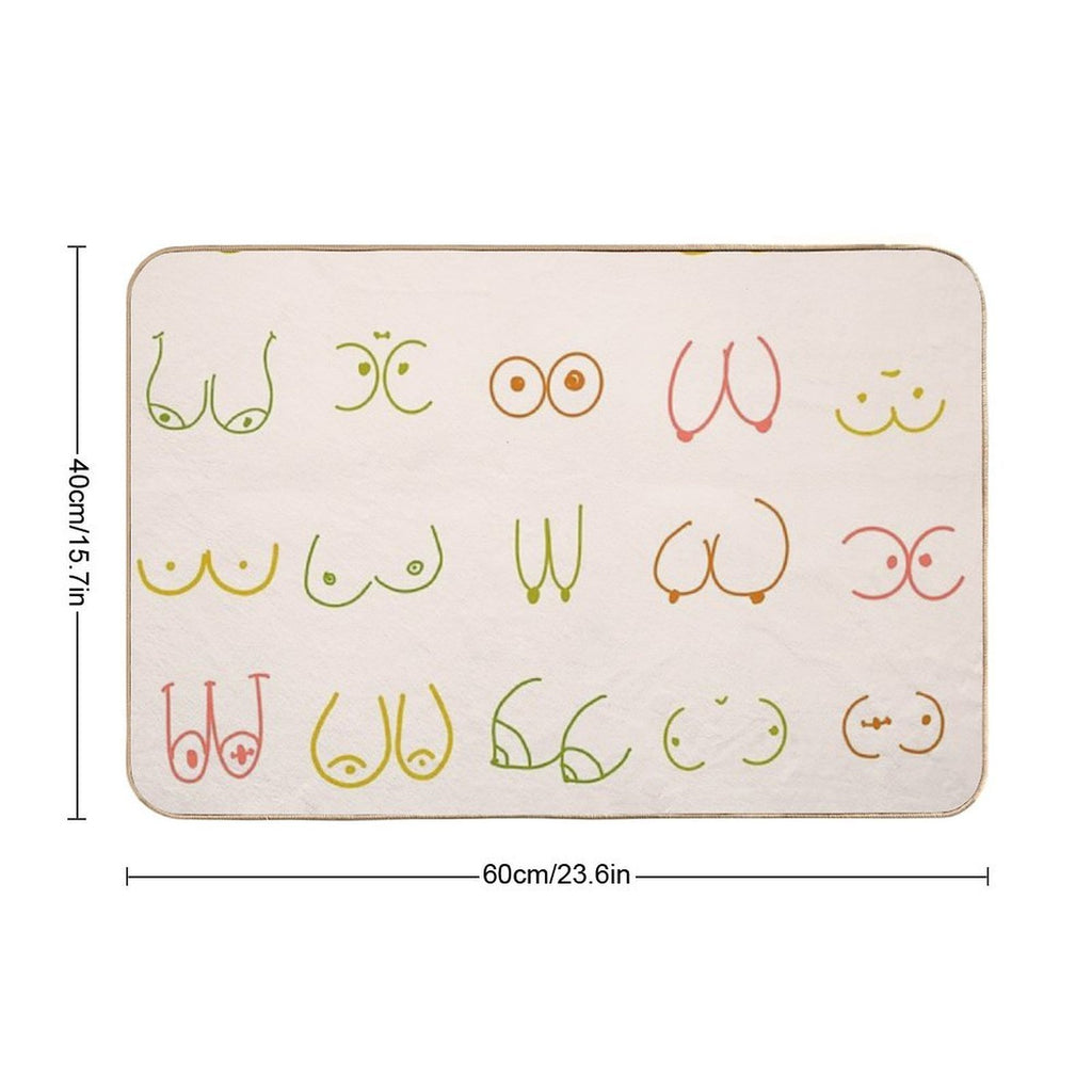Pastel Boobs Lines  Rapid-Drying Bath Mat