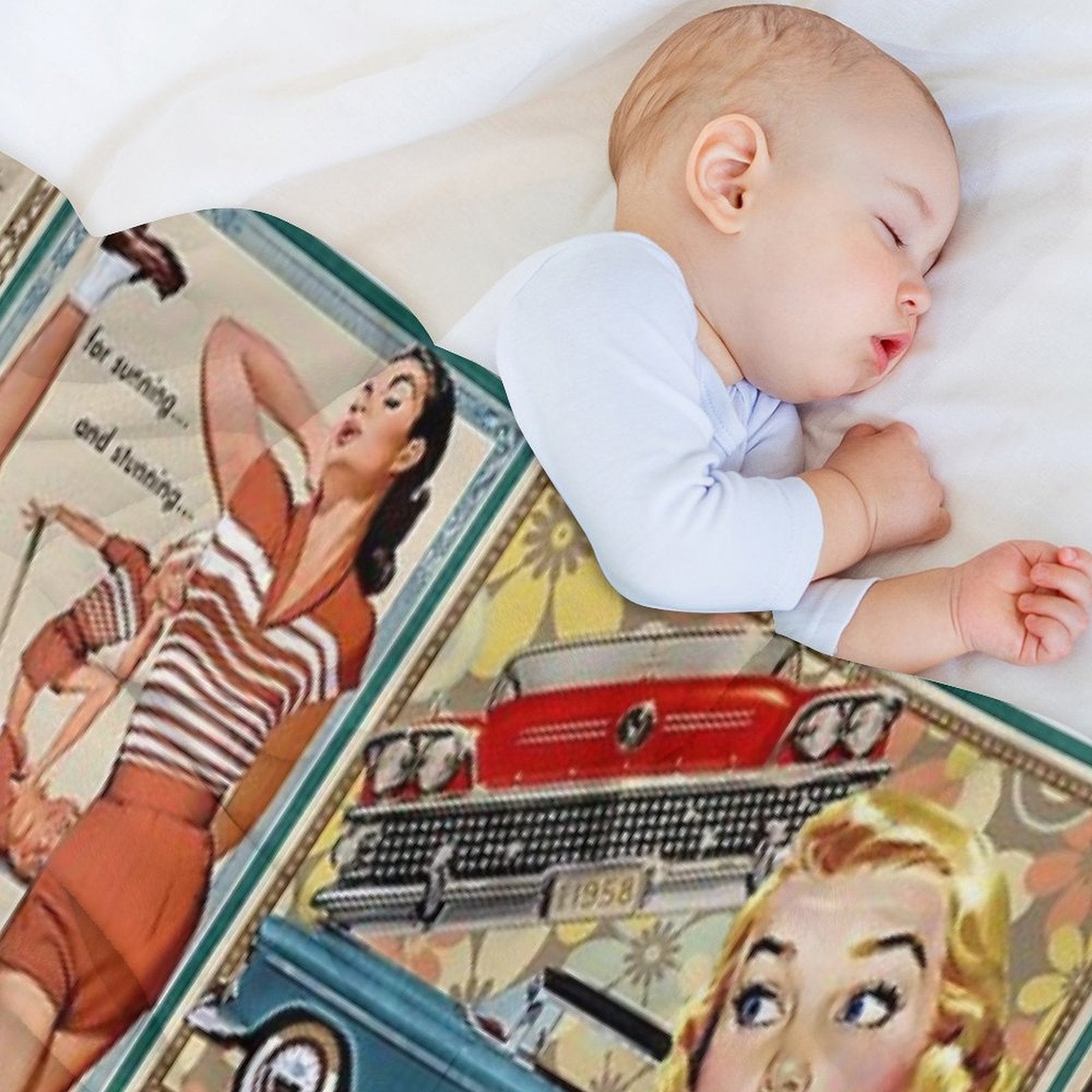 50s Fashion Compact Throw Blanket