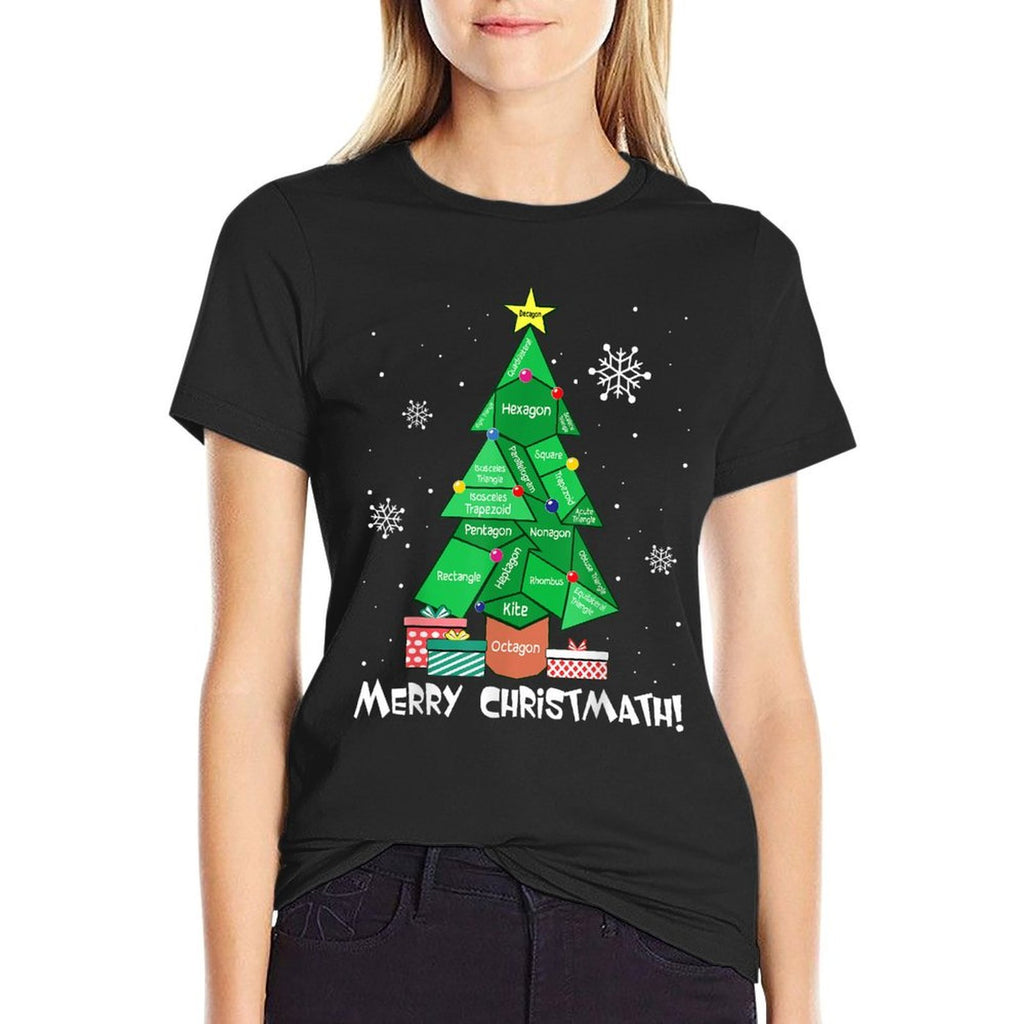 Math Teacher Polygon Christmas Tree Geometry Merry Christmas  Durable T-Shirt