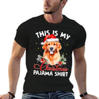 Golden Retriever Christmas Pajama Santa Hat Dog Lover Funny for Men Women  Oversized Silhouette T-Shirt