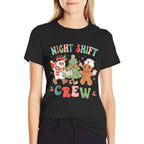 Retro Night Shift Nurse Crew Christmas Night Shift Nursing  Polyester Blend T-Shirt