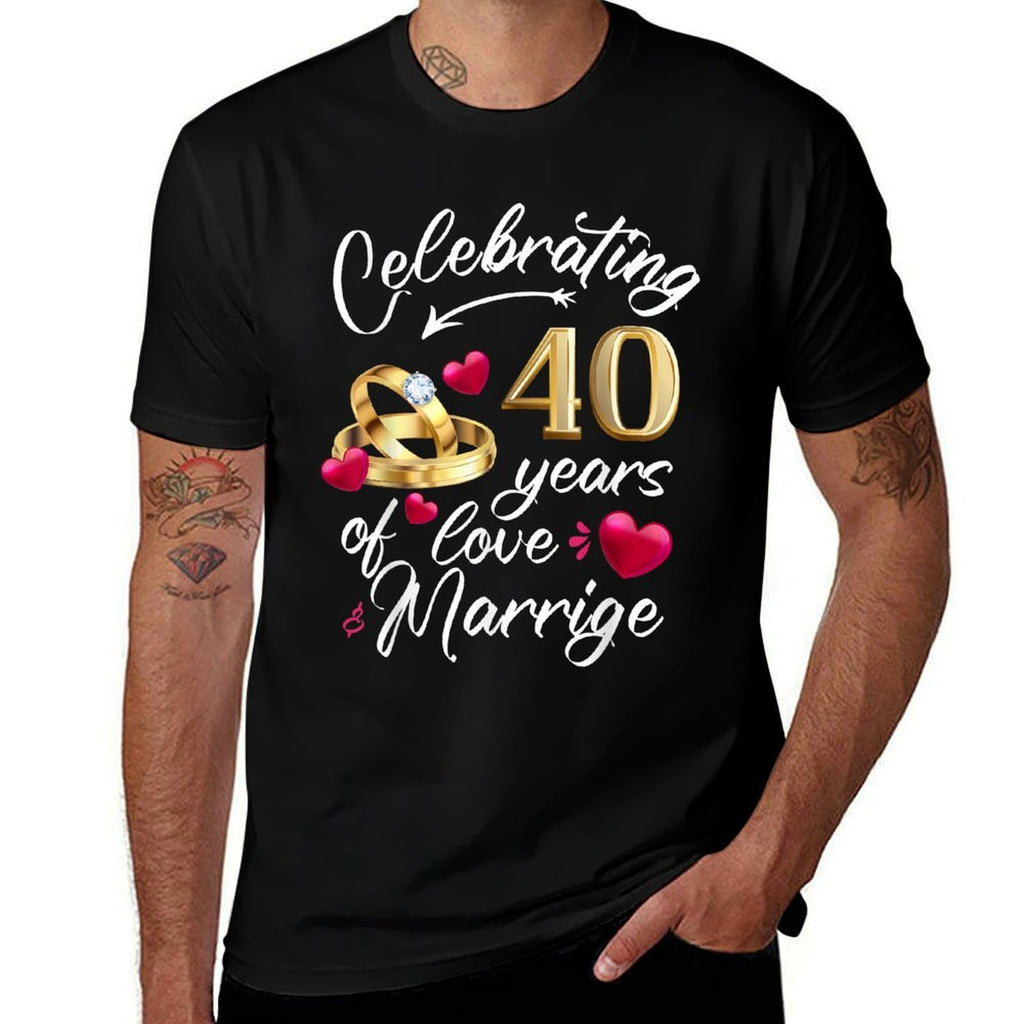 Celebrating 40 Years of Marriage 40th Wedding Anniversary  Summer-ready Fabric T-Shirt