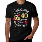 Celebrating 40 Years of Marriage 40th Wedding Anniversary  Summer-ready Fabric T-Shirt