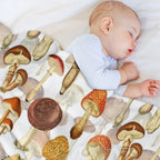 Vintage Toxic Mushrooms Forest Botanical Garden Pattern on White Nightgarden Sustainable Throw Blanket