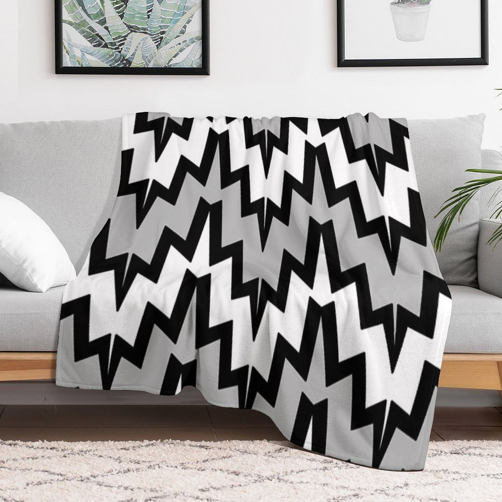 Abstract Geometric Pattern - Gray, Black And White. Eco-conscious Throw Blanket