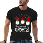 Hanging With My Gnomies Funny Red Plaid Christmas Gnome  Classic T-Shirt
