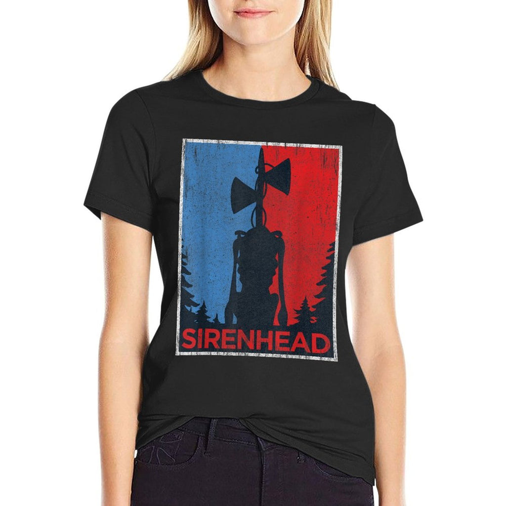 Scary Siren Head Meme Gamer Kids Boys Girls Xmass  Oversized Silhouette T-Shirt