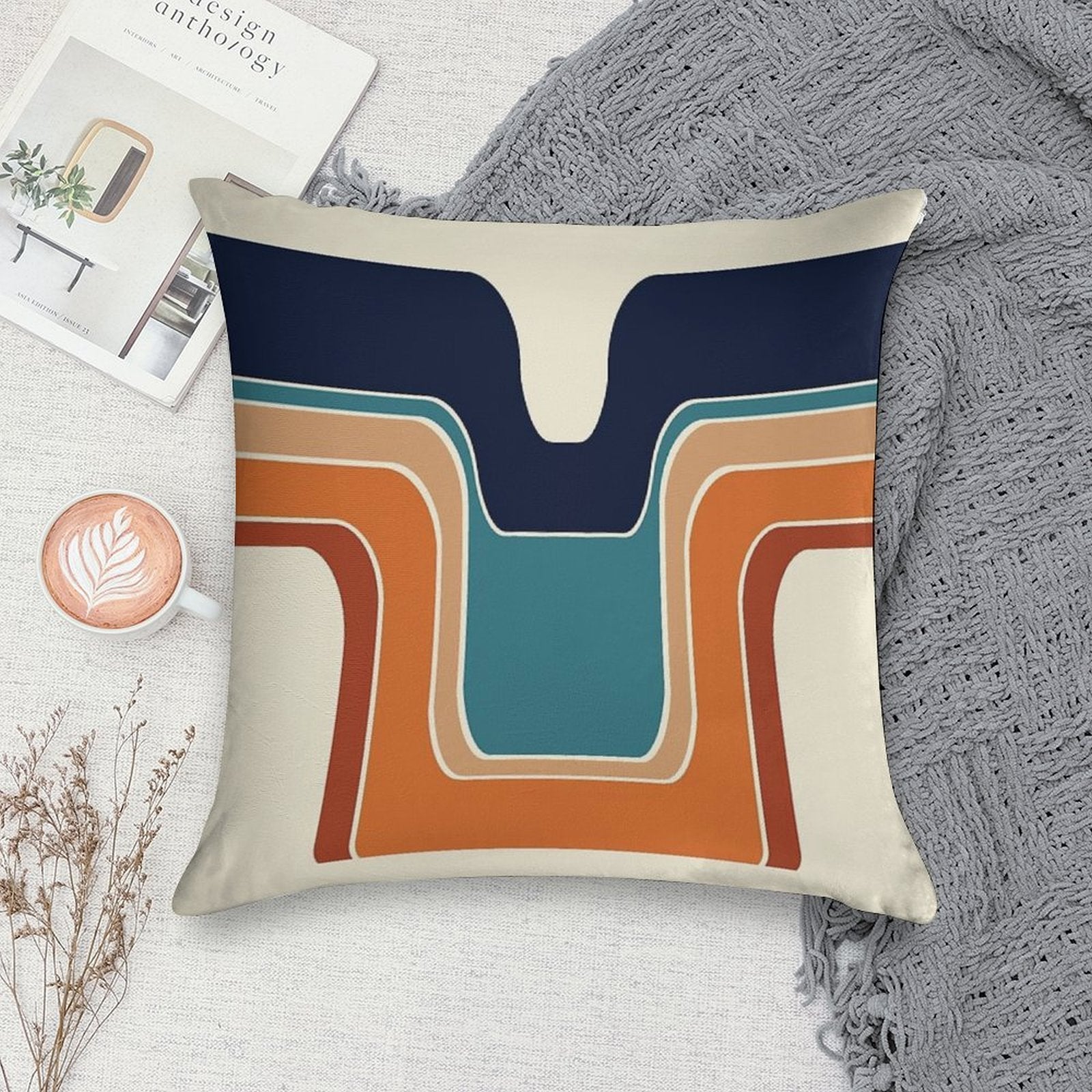 Mod Wave Space Soft Home Decor Throw Pillow