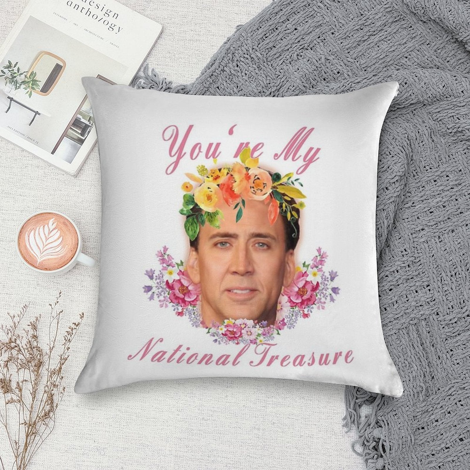 Nicolas Cage - You're My National Treasure - Nicholas Cage - Nick Cage - Nic Cage Soft Home Decor Throw Pillow