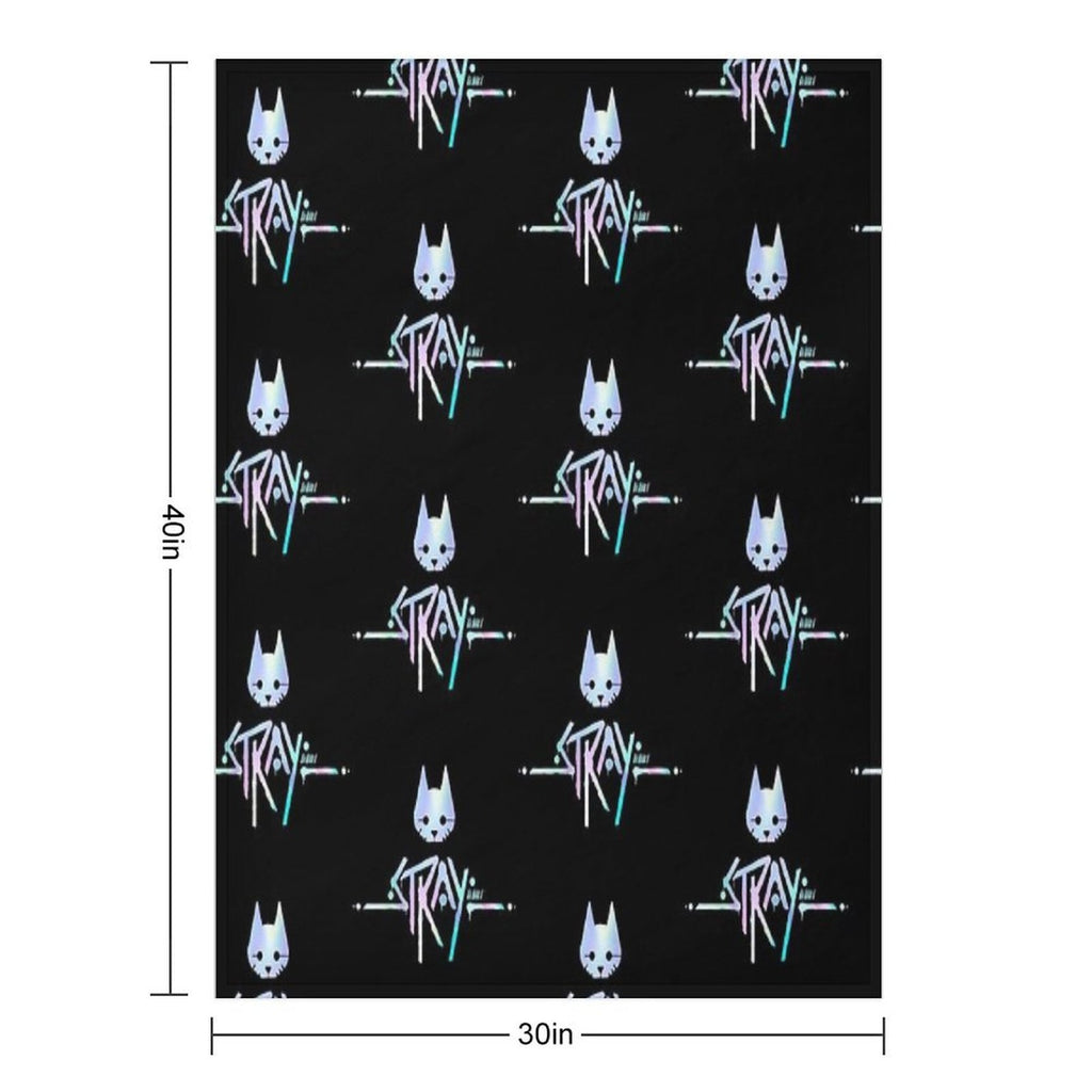 The Stray Game Logo in Holographic Iridescent Rainbow Anti-pilling Throw Blanket