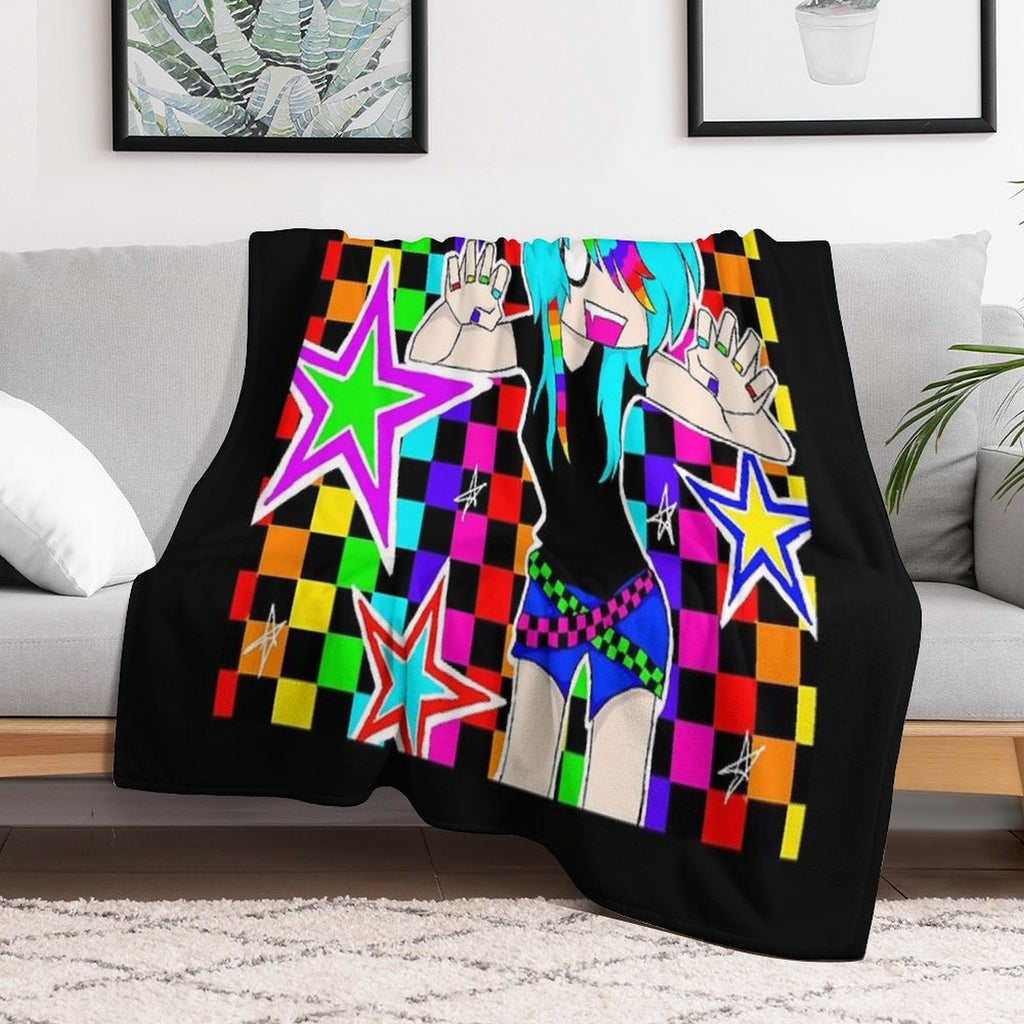 Colourful Rainbow Scene Girl Quick-dry Throw Blanket