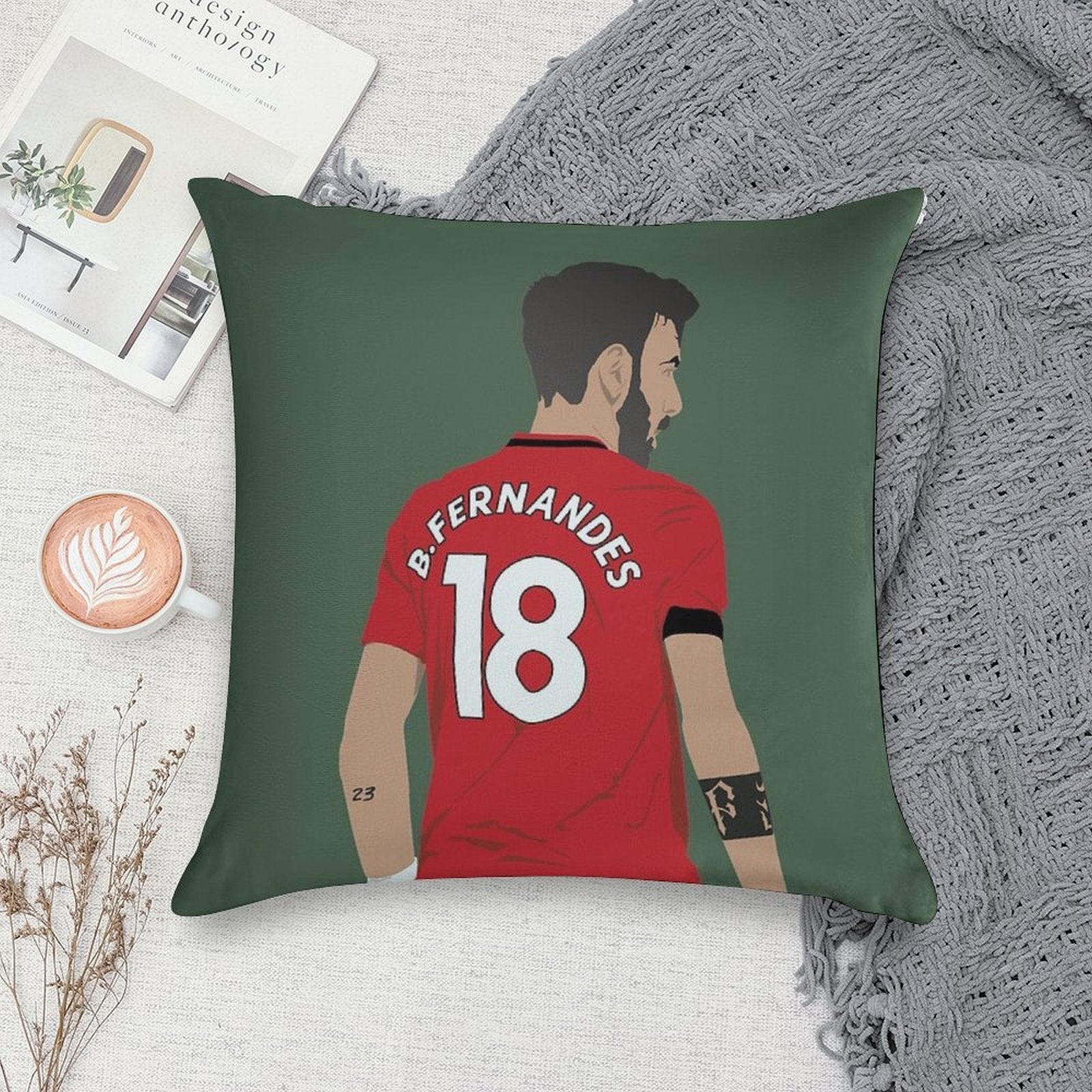 Bruno Fernandes MUFC Soft Ultra-Soft Texture Throw Pillow