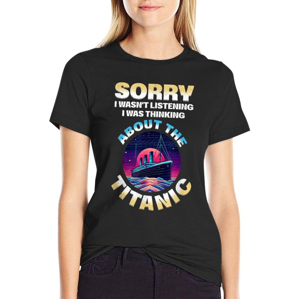 Sorry I Was Thinking About The Titanic Funny Kids Boys  Oversized Silhouette T-Shirt