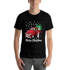 Red Truck Merry Christmas Tree Dalmatian Christmas  Slim-fit Cut T-Shirt